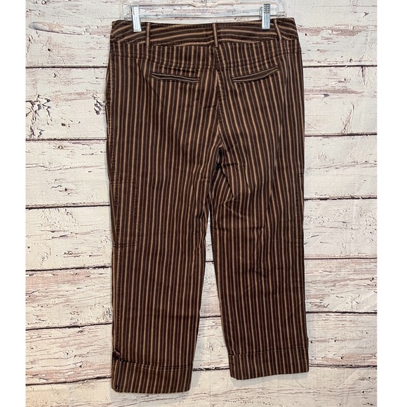 LOFT Denim Cropped Jeans with Brown/Tan Stripes-6 - Picture 2 of 3
